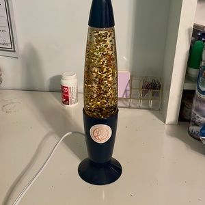 Navy Blue with Gold Glitter Lava Lamp
